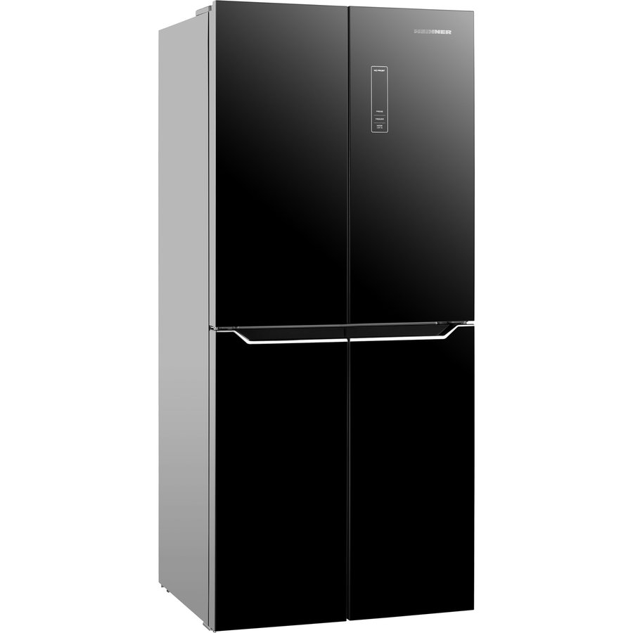 Side by side Heinner HSBS-H421MNFGBKE++, 421 l, Clasa E, Full No Frost, Compresor inverter, Display touch, Dual Fresh zone, H 180 cm, Sticla neagra
