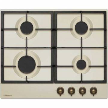 Plita pe gaz Hansa BHGY630390, 4 arzatoare, Dupapa de siguranta, Design retro, 59 cm, Bej