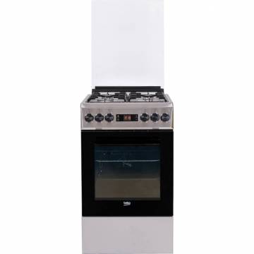 Aragaz Beko FSMT52320DXO, 4 arzatoare, Mixt, Aprindere electrica, Grill, Rotisor, Clasa A, 50 cm, Inox