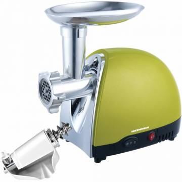 Masina de tocat Heinner MG1500TA-GR, 1600 W, Accesoriu pentru rosii si carnati, Cutit inox, Verde sidefat