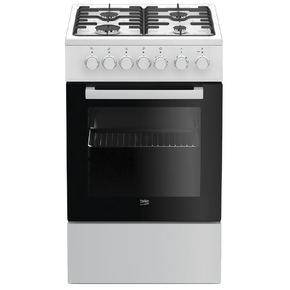 Aragaz Beko FSE52120DWO, Electric, 4 arzatoare, Aprindere electrica, Cuptor electric multifunctional, 6 functii, Grill, Clasa A, 50 cm, Alb