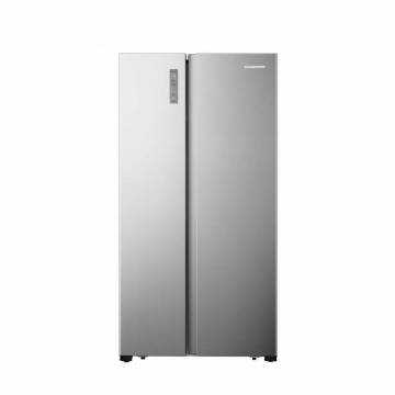Side by side Heinner HSBS-520NFXF+, No Frost, 519 L, Control touch, Display extern, Congelare rapida, Alarma usa deschisa, H 178.6 cm, Argintiu