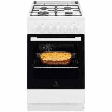 Aragaz Electrolux LKK520002W, Mixt, 4 arzatoare gaz, Cuptor electric multifunctional,Aprindere integrata, Grill electric, Clasa A, 50 cm, Alb