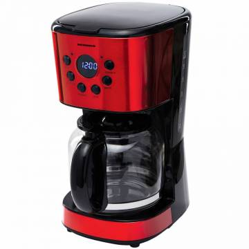 Cafetiera digitala Heinner HCM-D1500RDIX, 900 W, 1.5 L, Timer, Display Led, fara BPA, Rosu/Negru