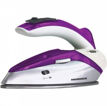 Fier de calcat Heinner 1000 W, 0.4 l, Talpa Inox, Maner Pliabil, Alb/Violet