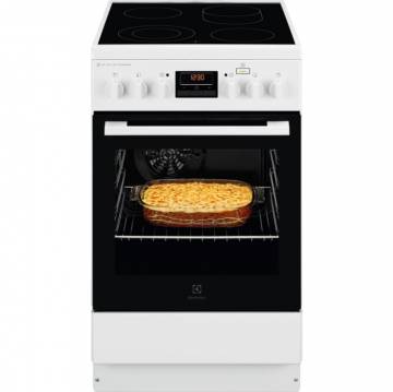 Aragaz Electrolux LKR564200W, Vitroceramica, 4 zone de gatit, Cuptor electric multifunctional, SteamBake, AirFry, Autocuratare catalitica, Grill electric, Clasa A, 50 cm, Alb