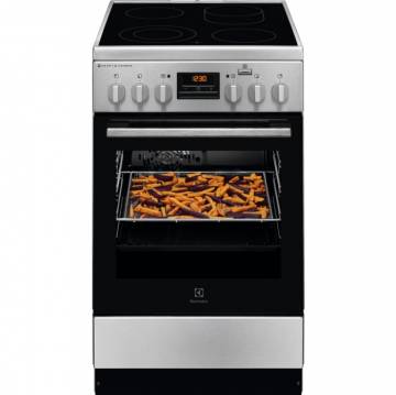 Aragaz Electrolux LKR560000X, Vitroceramica, 4 zone de gatit, Cuptor electric multifunctional, SteamBake, AirFry, Autocuratare catalitica, Grill electric, Clasa A, 50 cm, Inox