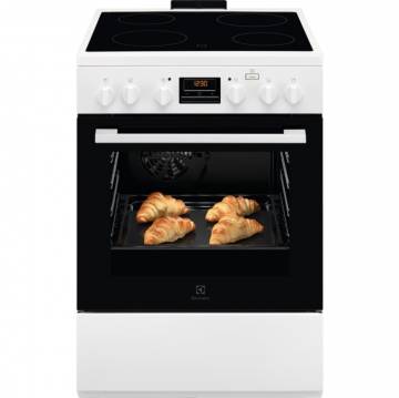 Aragaz Electrolux LKR664100W, Vitroceramica 4 zone de gatit, Cuptor electric multifunctional , SteamBake, Autocuratare catalitica, Grill electric, Clasa A, 60 cm, Alb