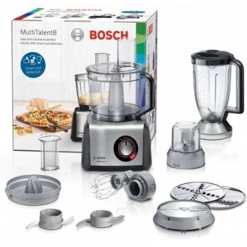 Robot de bucatarie Bosch MC812M844, 1250 W, 3.9 L, 50 functii, Selector viteza variabil, Gri