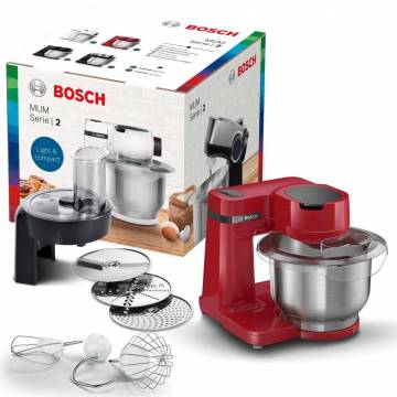 Robot de bucatarie Bosch MUMS2ER01, 700 W, 4 viteze + Pulse, bol 3.8 l, Rosu