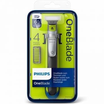 Aparat hibrid de barbierit si tuns barba Philips OneBlade QP2530/20, 4 piepteni, reincarcabil, umed si uscat, Negru/Verde