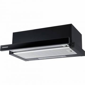 Hota incorporabila telescopica Heinner HTCH-F400GBK, Putere de absorbtie 358.4 mc/h, 1 motor, 60 cm, Sticla neagra