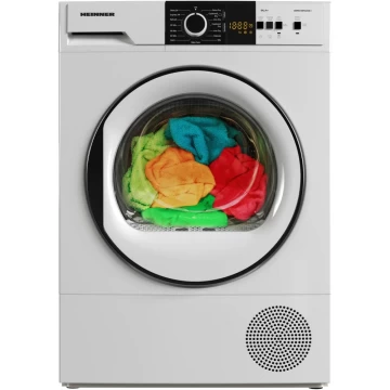 Uscator de rufe Heinner HHPD-V8T1CHA++, Pompa de caldura, 8 kg, 15 programe, Clasa A++, Display LED, Lumina cuva, Indicator curatare filtru scame, Indicator rezervor colectare apa plin, Blocare acces copii, Alb