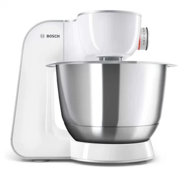 Robot de bucatarie Bosch MUM5 MUM58257, 1000 W, 7 viteze + Pulse, bol 3.9 l, Alb/Argintiu