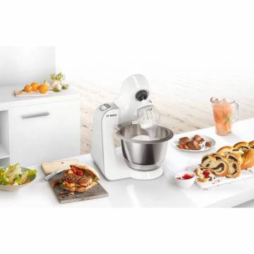 Robot de bucatarie Bosch MUM58258, 1000 W, 7 trepte, 3.9 l, Alb/Argintiu