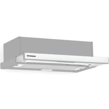 Hota incorporabila telescopica Heinner HTCH-490IX, 1 Motor, Putere de absorbtie 413.5 m3/H, Lumina LED, 90 cm, Inox