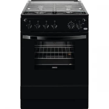 Aragaz Zanussi ZCG612K1BA, 4 arzatoare, Gaz, L 60 cm, Grill, Rotisor, Negru