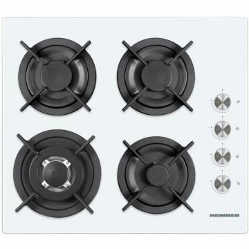 Plita incorporabila Heinner HBH-V4IWF-GWH, Gaz, 4 Arzatoare, WOK, Gratar fonta, Aprindere electrica, Dispozitiv de siguranta, Sticla Alba