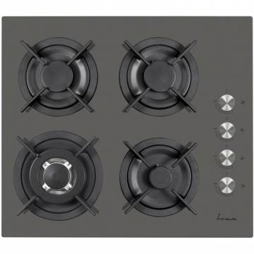 Plita incorporabila Fram FBH-V4IWF-GVG, Gaz, 4 Arzatoare, WOK, Gratar fonta, Aprindere electrica, Dsipozitiv de siguranta, Sticla gri