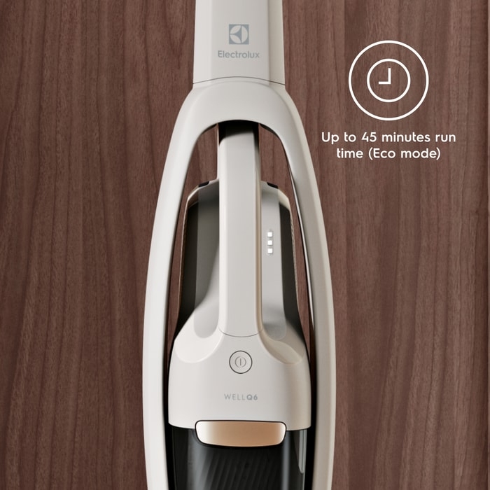 Aspirator vertical 2in1 Electrolux Well Q6 WQ61-44SW, 37W, 18V HD, Li-Ion, 2 trepte de putere, perie podea cu LED, Alb