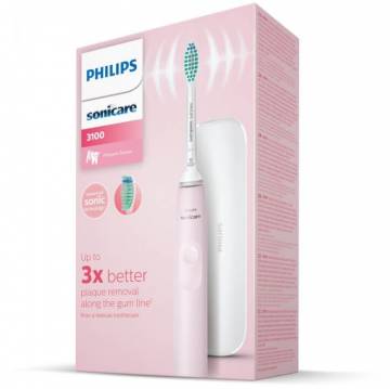 Periuta de dinti sonica electrica Philips Sonicare Seria 3100 HX3673/11, 31000 miscari/minut, 1 mod de curatare, senzor presiune, functia BrushSync, 1 cap de periere, toc de transport, Roz pastel