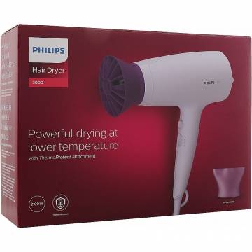 Uscator de par Philips BHD341/10, 2100W, accesoriu Thermo Protect, 3 trepte de temperatura, 2 trepte de viteza, cap de coafare 14 mm, Lila