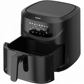 Friteuza cu aer cald Heinner Spacefry HAF-B8BK2000, 2000 w, capacitate: 7.6l, display digital cu control touch, timer 60 min, temperatura 80-200 grade, fereastra supraveghere, suport teflonat detasabil, oprire automata, negru