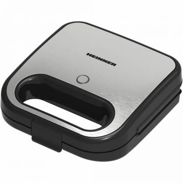 Sandwich maker HEINNER SILVERSTONE SM-K750FGSL, 750w, capacitate: 2 sandwich-uri, placi antiadezive fixe tip grill, silver