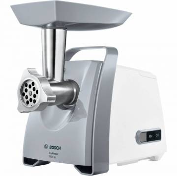 Masina de tocat carne Bosch MFW45020, 1600 W, 2.7 Kg/min, Alb/Gri