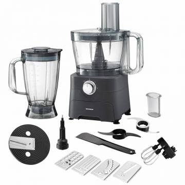 Robot de bucatarie Heinner HFP-1000GRY, 1000 W, accesorii: bol lucru 2 L, blender 1.8 L, ansamblu teluri inox, discuri feliere, maruntire, Gri