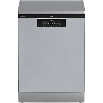 Masina de spalat vase Beko BDFN26530X, 15 seturi, 6 programe, HygieneIntense, SteamGloss, Time Delay, Half Load, Child lock, AutoDoor Opening, Clasa D, 60 cm, Pearl Inox