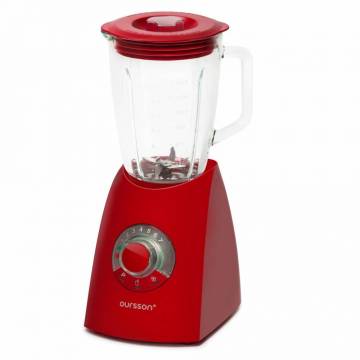Blender + Rasnita Oursson BL0642G/RD, 600 W, 2 l, 7 Viteze, Functie Turbo/Pulse, Rosu