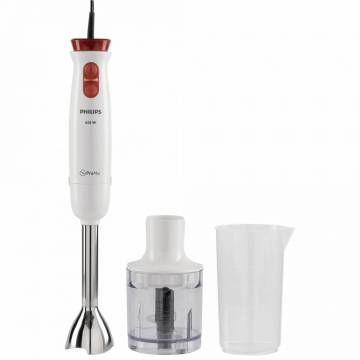 Mixer vertical Philips Daily Collection HR1623/00, 650 W, 2 Viteze + Functie Turbo, 0.5 l, Mini-tocator 0.3 l, Alb/Rosu