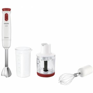 Mixer vertical Philips Daily Collection HR1625/00, 650 W, 2 Viteze + Functie Turbo, 0.5 l, Mini-tocator 0.3 l, Tel, Alb/Rosu