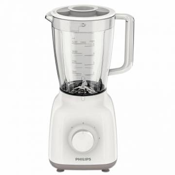 Blender Philips HR2100/00, 400W, 1.25 l, 2 viteze, Alb/Bej
