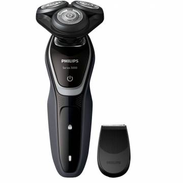 Aparat de ras Philips S5110/06, Lame Multiprecision, LED, Acumulator, 3 capete, Rotire in 5 directii, Trimmer, Negru