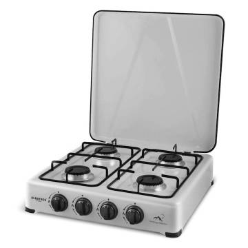 Plita pe gaz Albatros APG42S, 4 arzatoare, 6,2 KW, Camping, Argintie