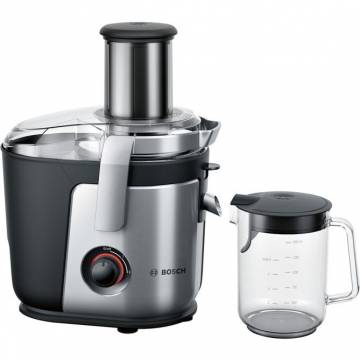 Storcator de fructe si legume Bosch MES4000, 1000 W, Recipient suc 1.5 l, Recipient pulpa 3 l, 2 Viteze, Tub de alimentare 84 mm, Argintiu/Negru
