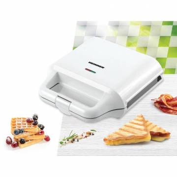 Sandwich maker Heinner SM-2H700WH, 700 W, 2 placi detasabile antiadezve: waffle, grill, Alb