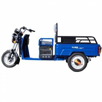Triciclu electric KUBA ECOPIKAP ULTRA autonomie 50 km viteza maxima 25 km/h putere 650W acumulatori 72V/20Ah, fara permis, cartea CIV inclusa, albastru
