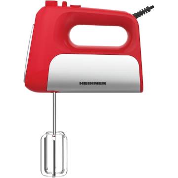 Mixer de mana Heinner HM-DC500RD, 500w, motor dc, 6 viteze + turbo, Rosu cu decoratiuni inox