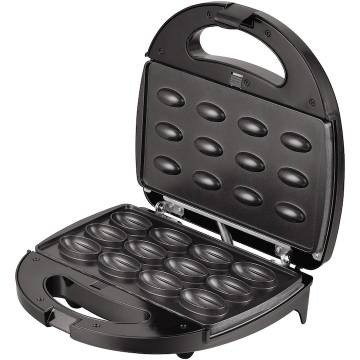 Aparat de facut nuci Heinner Dessert Supreme HNM-750BKS, 750W, capacitate 12 bucati, placi detasabile cu învelis neaderent, indicator luminos, manere termoizolate, Negru