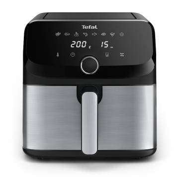 Friteuza cu aer cald Tefal Easy Fry Mega EY855D10, 2020W, capacitate 7.5L, pana la 8 persoane, 8 programe, invelis antiaderent, oprire automata, control temperatura 80°C - 200°C, argintiu & negru