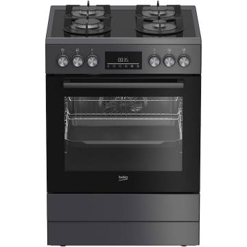 Aragaz mixt Beko FBM62330GADSN, Gaz, 4 arzatoare, Aprindere integrata, Cuptor electric, 72 l, 8 functii, Clasa A, 60 cm, Antracit