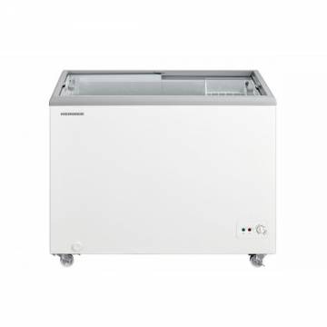 Lada frigorifica cu capac glisant HEINNER HSF-M255WH, 255 l, Clasa C, Functionare convertibila Racire/Congelare, Control mecanic cu termostat ajustabil, 1 cos sarma (Alb)