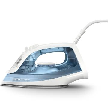 Fier de calcat Philips DST2010/90 Seria 2000, 2000W (240V), debit de abur 25g/min si jet de abur 100g/min, talpa Non Stick, sistem anti-picurare, Calc Clean, capacitate rezervor 250m, albastru inchis