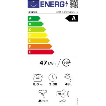 Masina de spalat rufe cu incarcare verticala Heinner HWM-TL8013IVKSA+++, 8kg, 1300rpm, clasa A, motor inverter, 15 programe, control touch, display digital, program rapid 15min, functie start intarziat, selector temperatura,blocare acces copii, argintiu