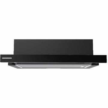 Hota telescopica Heinner HTCH-MD400GBK, 60cm,400 m3/h, 2 trepte de viteza, motor: 1 x 45w, lumina led: 1 x 1.5w, 2 filtre aluminiu, diametru tub de evacuare: 150 mm, negru+sticla