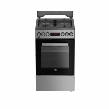 Aragaz Mixt Beko FSM52331TXDSN, 4 arzatoare gaz, Cuptor electric, 3D cooking, High-Efficiency Gas Burner, Gatire asistata de abur, SteamShine Cleaning, 8 functii, 50x60 cm, Clasa A, Inox