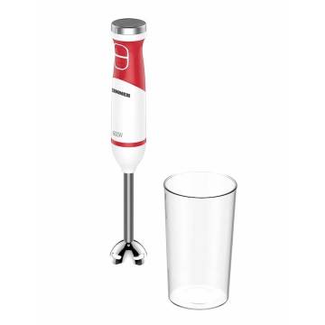 Blender de mana HEINNER HHB-D600WHR, 600 W, 2 viteze, Lame Inox, Cana mixat 0.7 l Alb/Rosu